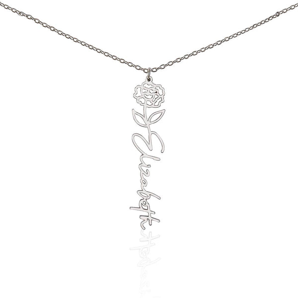 Handwritten Flower Name Necklace
