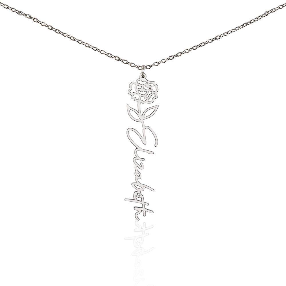Handwritten Flower Name Necklace