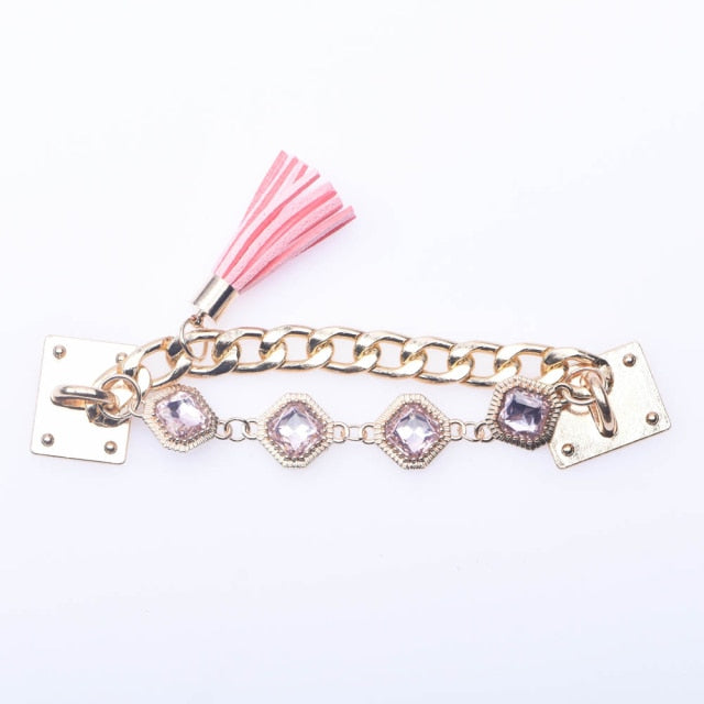 Pink Tassel- Shoe Charm Bracelet