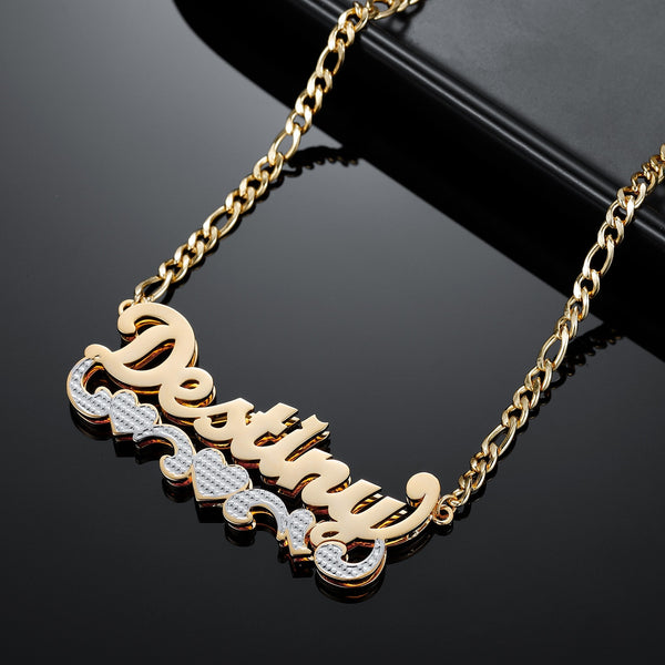 Two Tone Heart Name Necklace