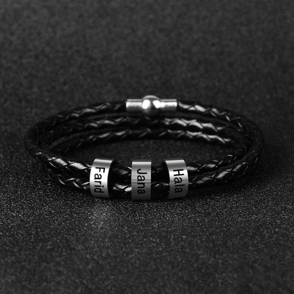 Personalized Mens Leather Bracelet